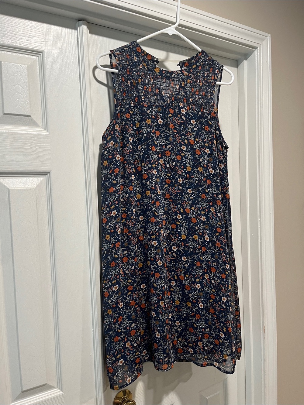 Massini Navy Floral Sleeveless Dress